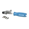 CRL Offset Bit Driver M14895 - blue-handled low-profile angled screwdriver with 1/4 in hex bit holder and four bits