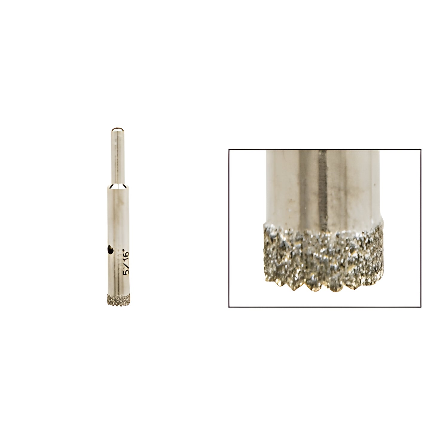 CRL AG516 5/16" diamond-plated glass drill bit with sawtooth cutting edge and reduced 3/8" shank.