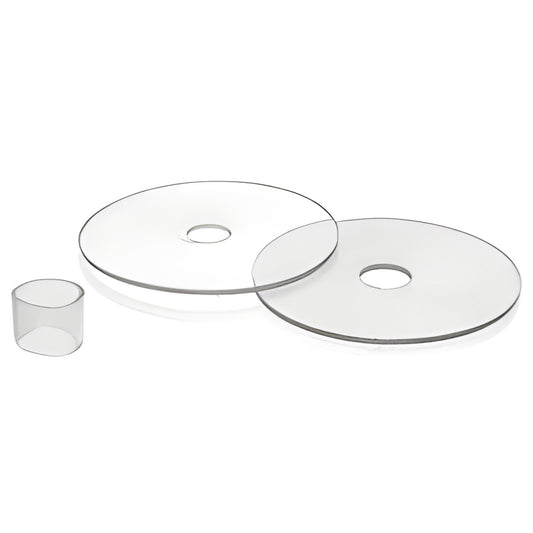 RGGP1 replacement pack: two clear 2-3/8" vinyl gaskets and one 3/4" white plastic grommet.