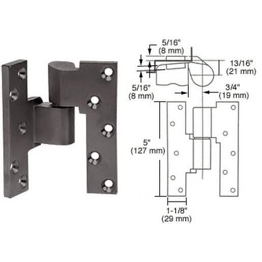 Rixson Dark Bronze Left Hand 3/4" Offset Intermediate Pivot for smooth door operation.