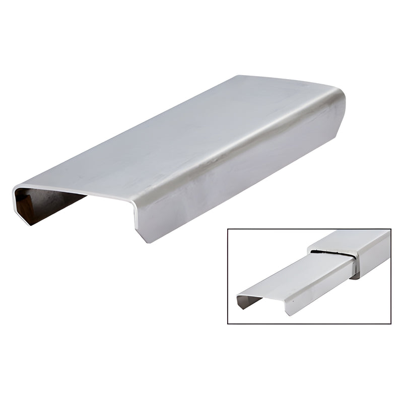Mill-finish stainless steel connector sleeve for 1x2 hand railing splices, 5 in long