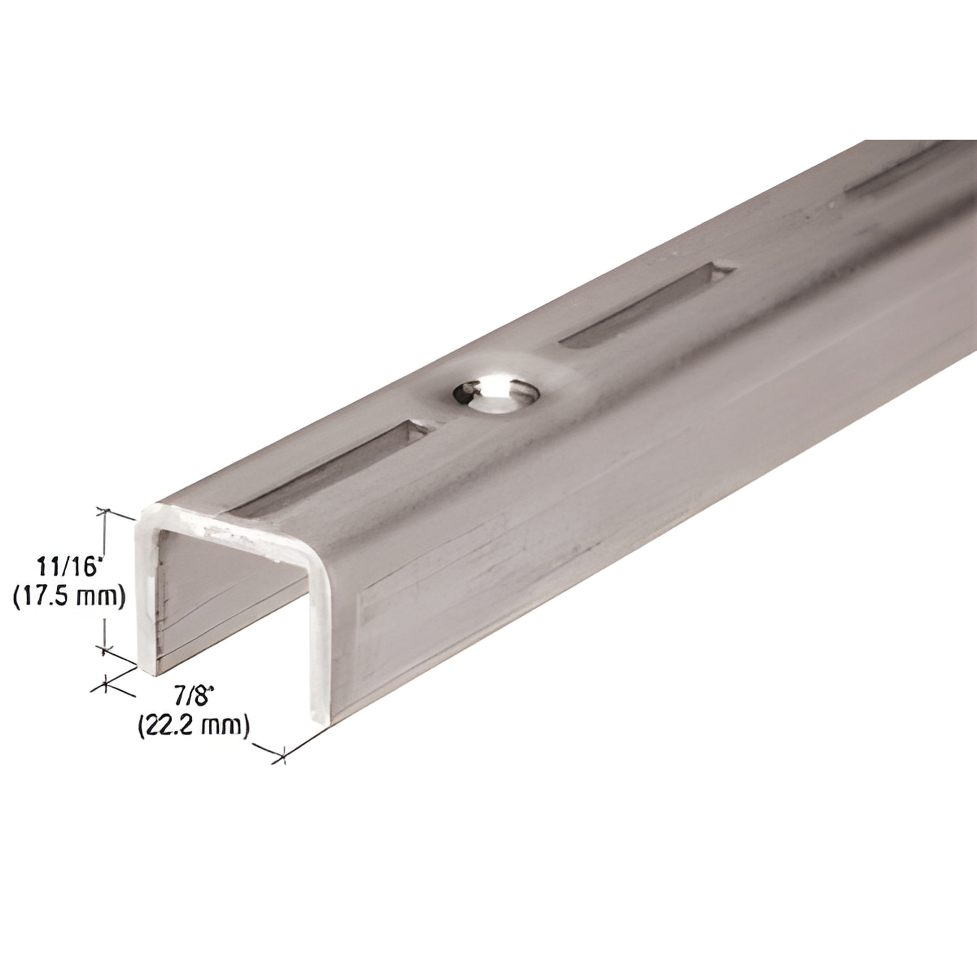 Satin anodized adjustable wall standard (SKU 87A60), slotted heavy-duty rail for adjustable shelving, 60" length