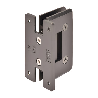 Matte gun metal Cologne shower door hinge, solid brass, wall-mount "H" back plate, fits 3/8-1/2" tempered glass