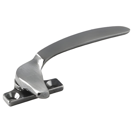 Mill-finish heavy-duty locking window handle SKU WH60135R - smooth curved lever with rectangular mounting base for concealed