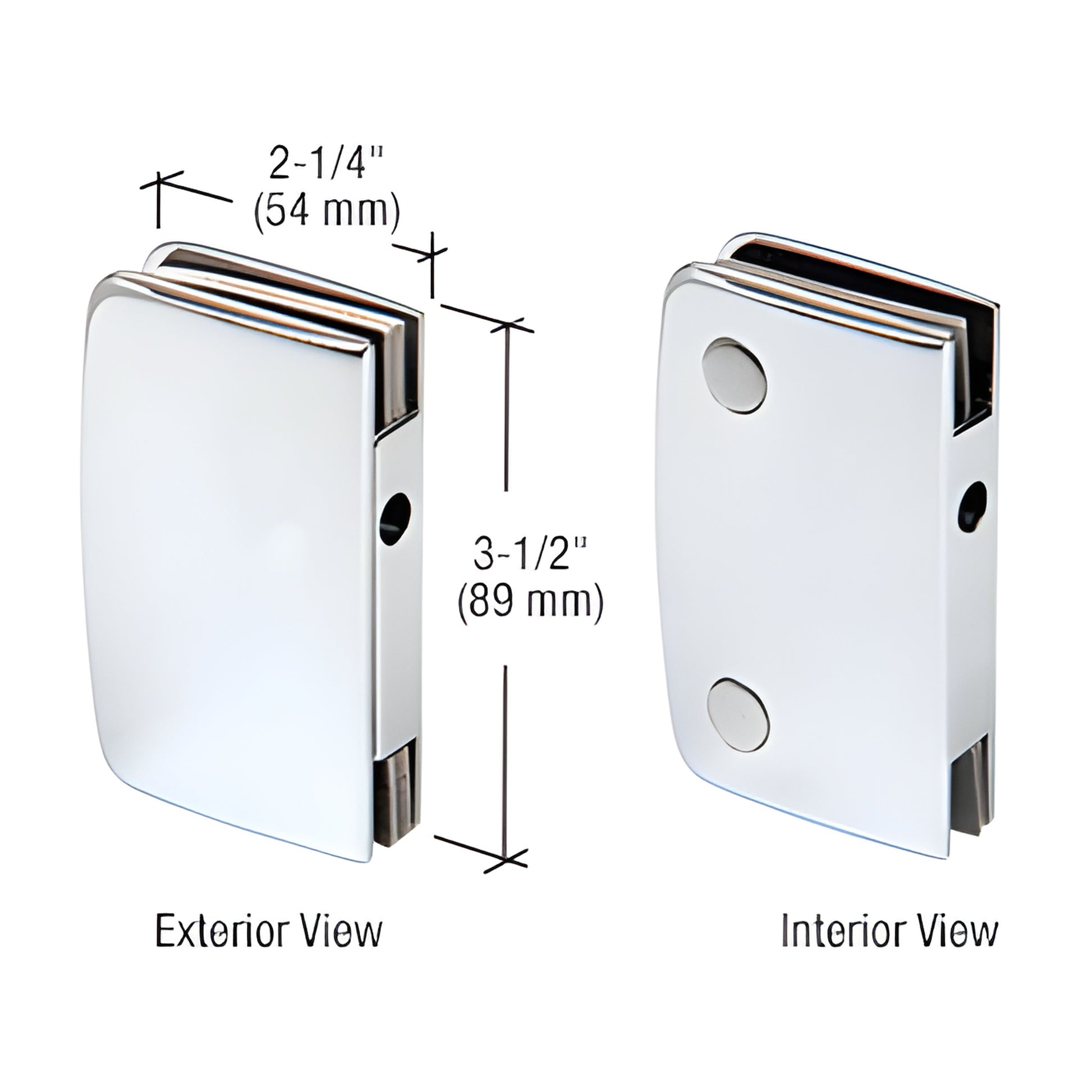 Polished chrome glass door privacy lock with occupancy indicator, fits 8-12mm glass, 3-1/2" 2-1/4" SKU 701CCH
