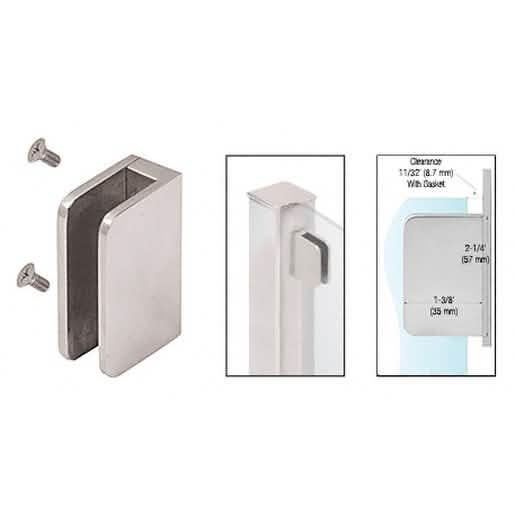CRL Brushed Stainless 3/8" Top Flat Base Glass Clip for Secure Glass Mounting