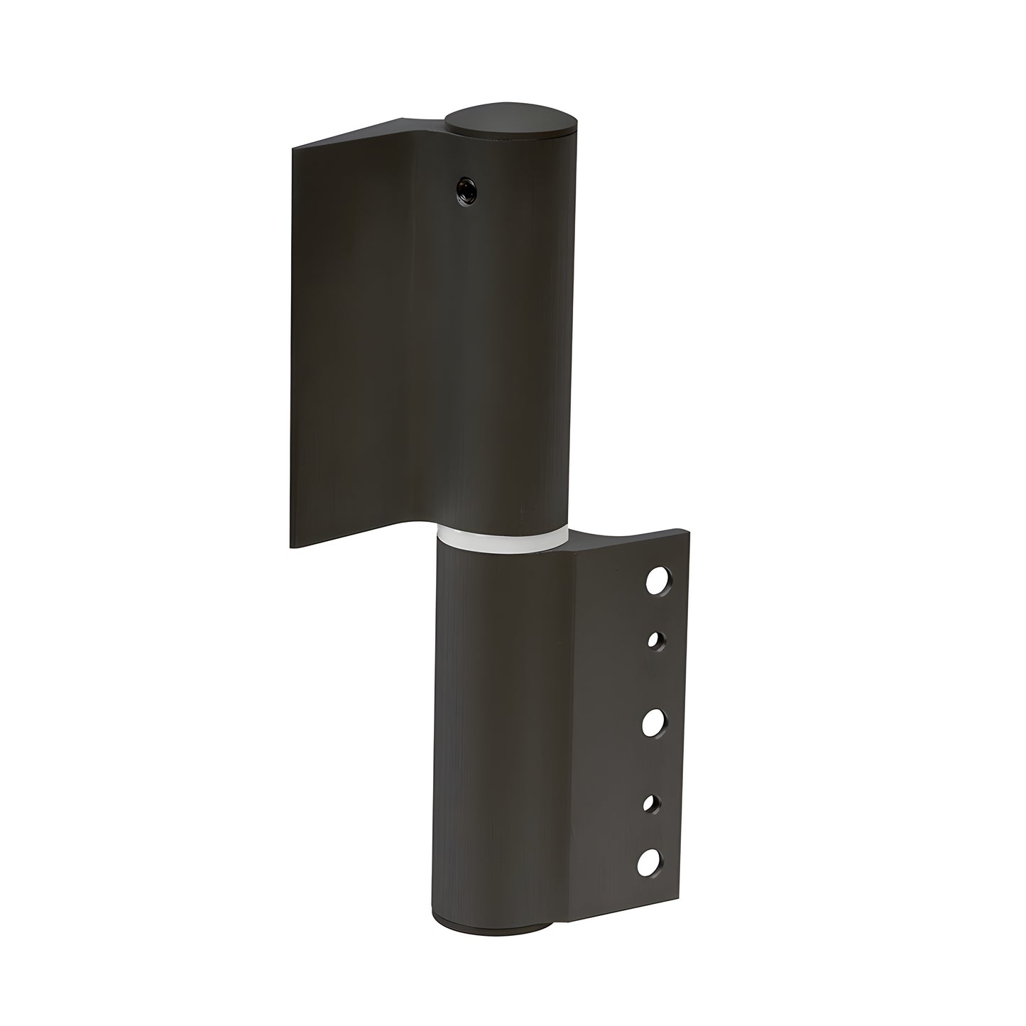 Matte black hydraulic glass door hinge, right-hand, for 3/8-1/2 in glass, hold-open and free-swing (SKU FHEKRMBL)