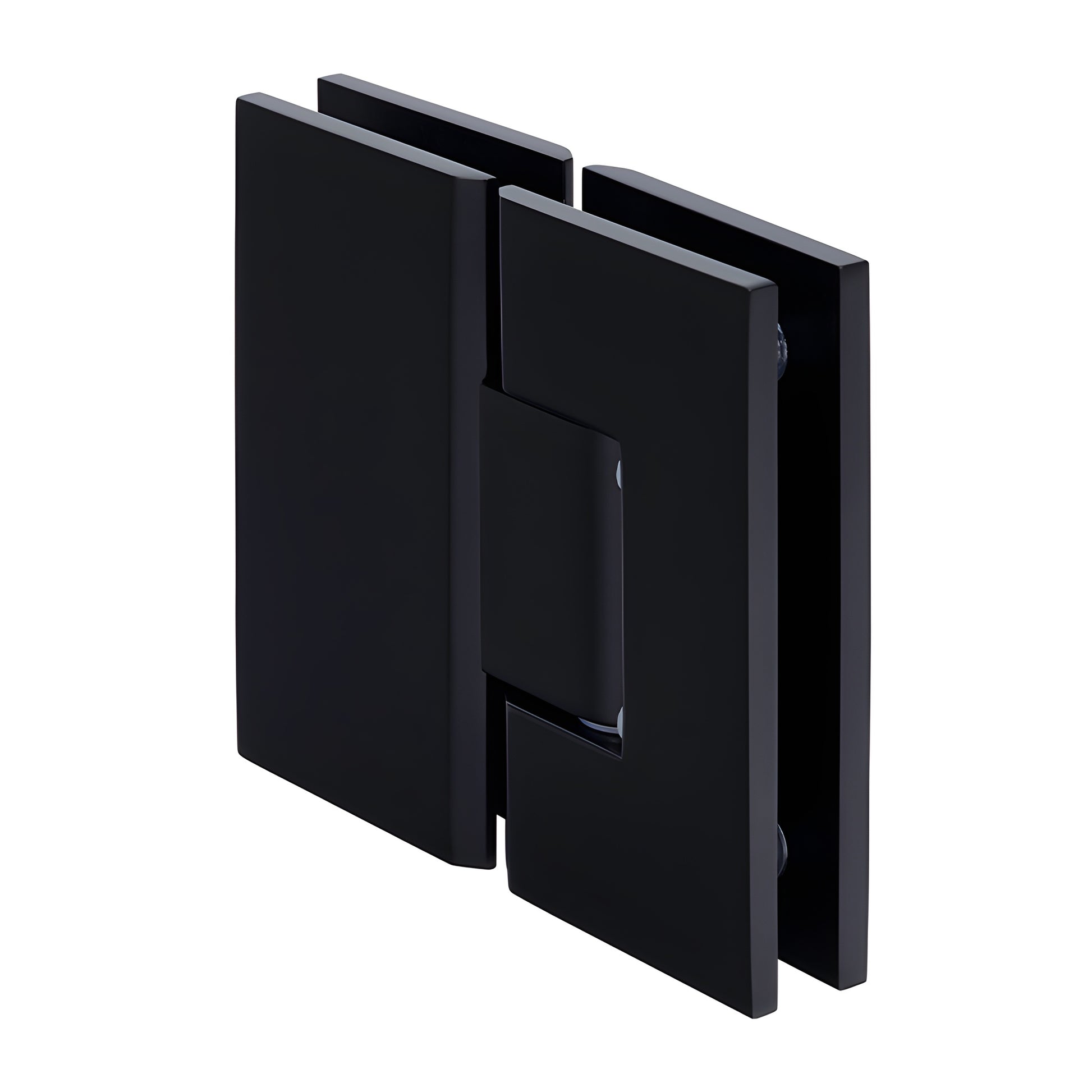 Matte black Vienna glass-to-glass shower hinge (V1E180MBL), solid brass, 180 swing for 10-12mm glass