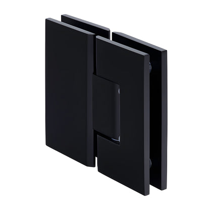 Matte black Vienna glass-to-glass shower hinge (V1E180MBL), solid brass, 180 swing for 10-12mm glass