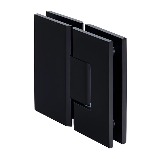 Matte black Vienna glass-to-glass shower hinge (V1E180MBL), solid brass, 180 swing for 10-12mm glass