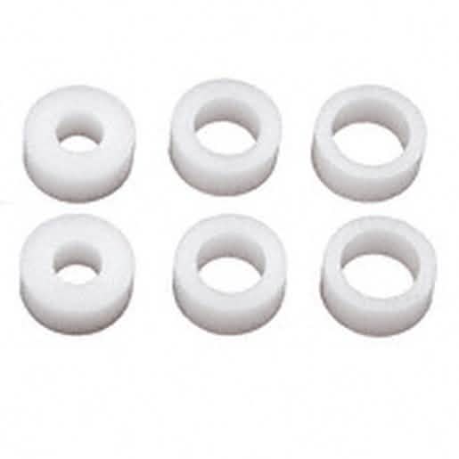 CRL White Bushing Spacer Pack - 6/Pk: Durable, easy-install spacers for secure fittings.