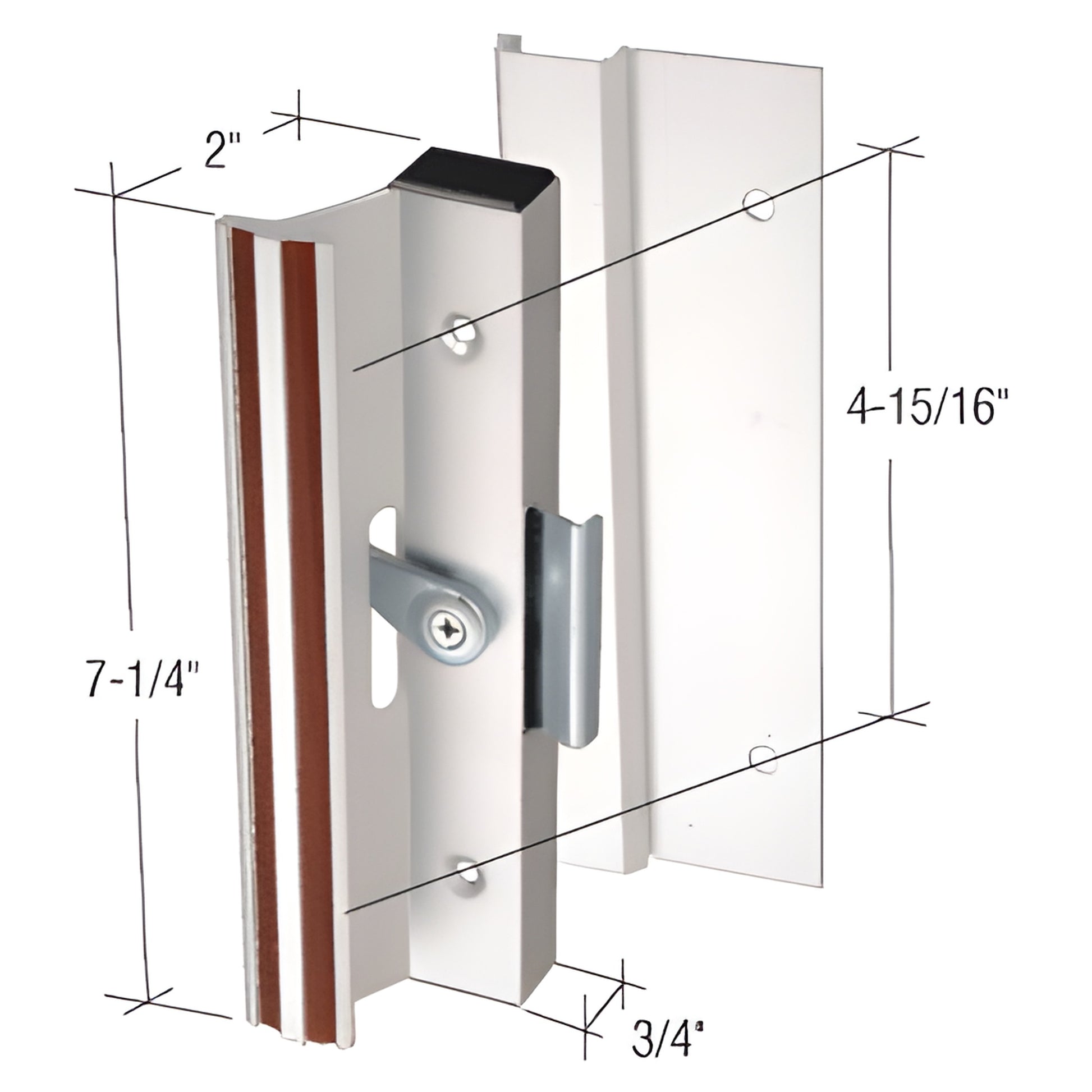 CRL C1005 aluminum flush sliding door handle set with clamp latch, 7-1/4 x 3/4, surface mount