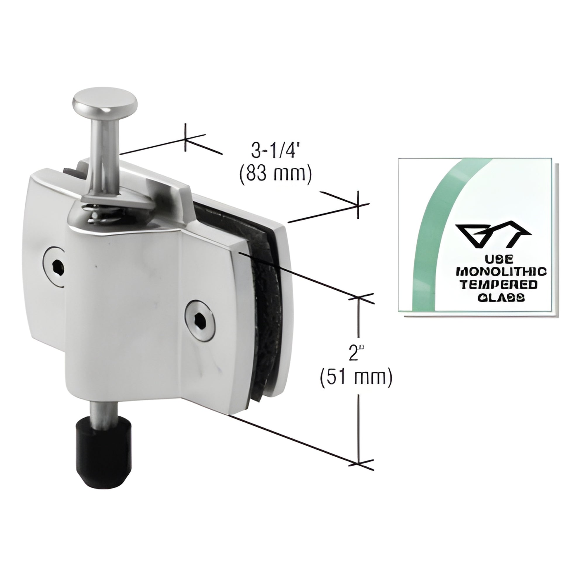 B1R22 brushed stainless bottom lock patch for 10-12 mm tempered glass bi-fold door, easy lock-and-release mechanism