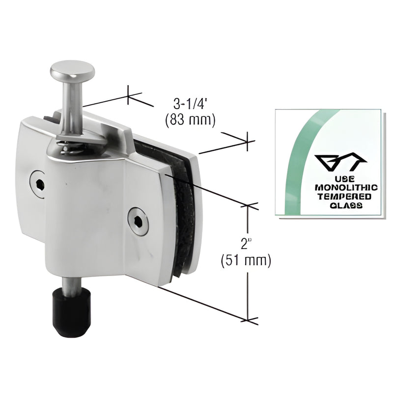 B1R22 brushed stainless bottom lock patch for 10-12 mm tempered glass bi-fold door, easy lock-and-release mechanism