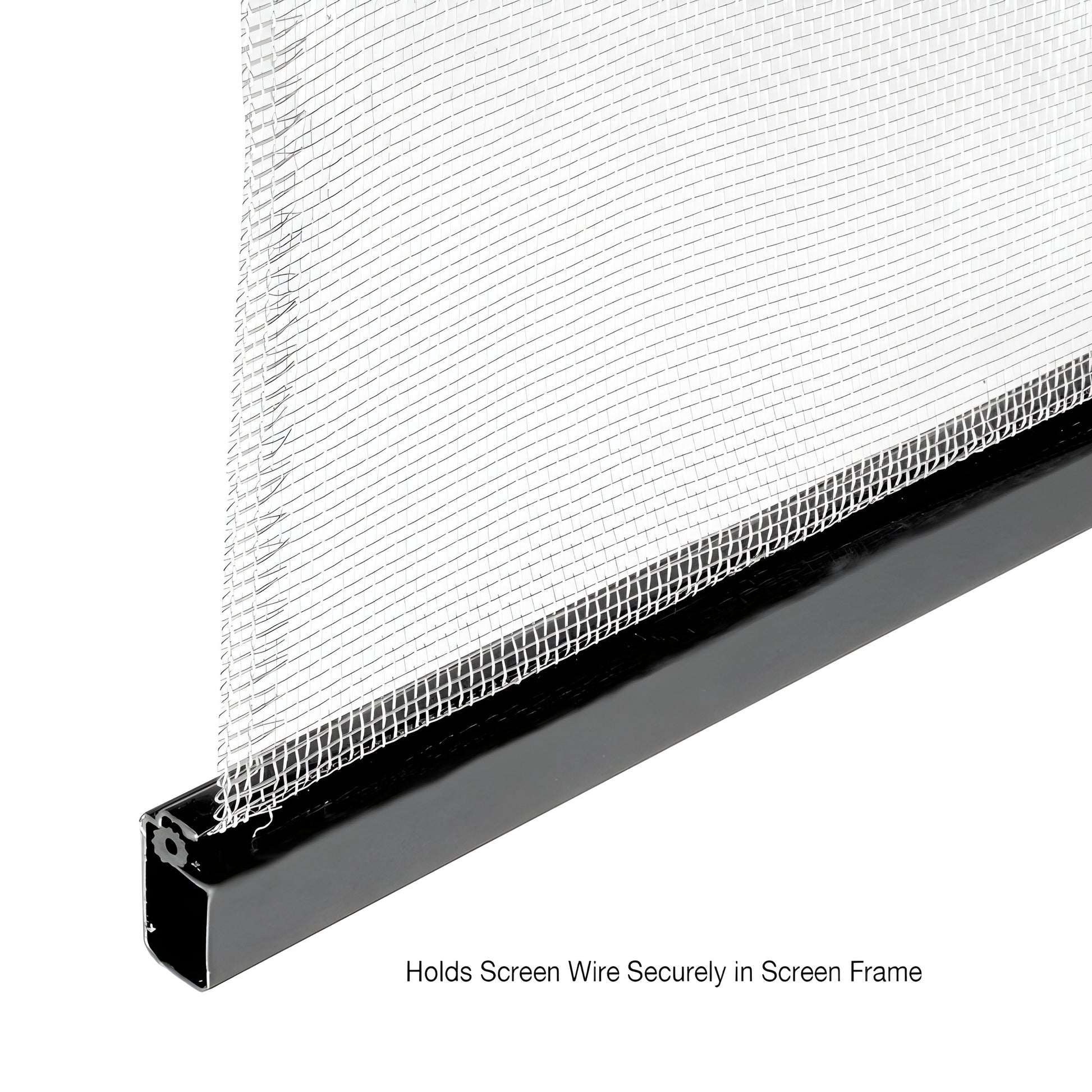 Black hollow-core vinyl screen spline on blue spool, serrated 0.18" diameter, 500' roll (SKU 5CBL180)