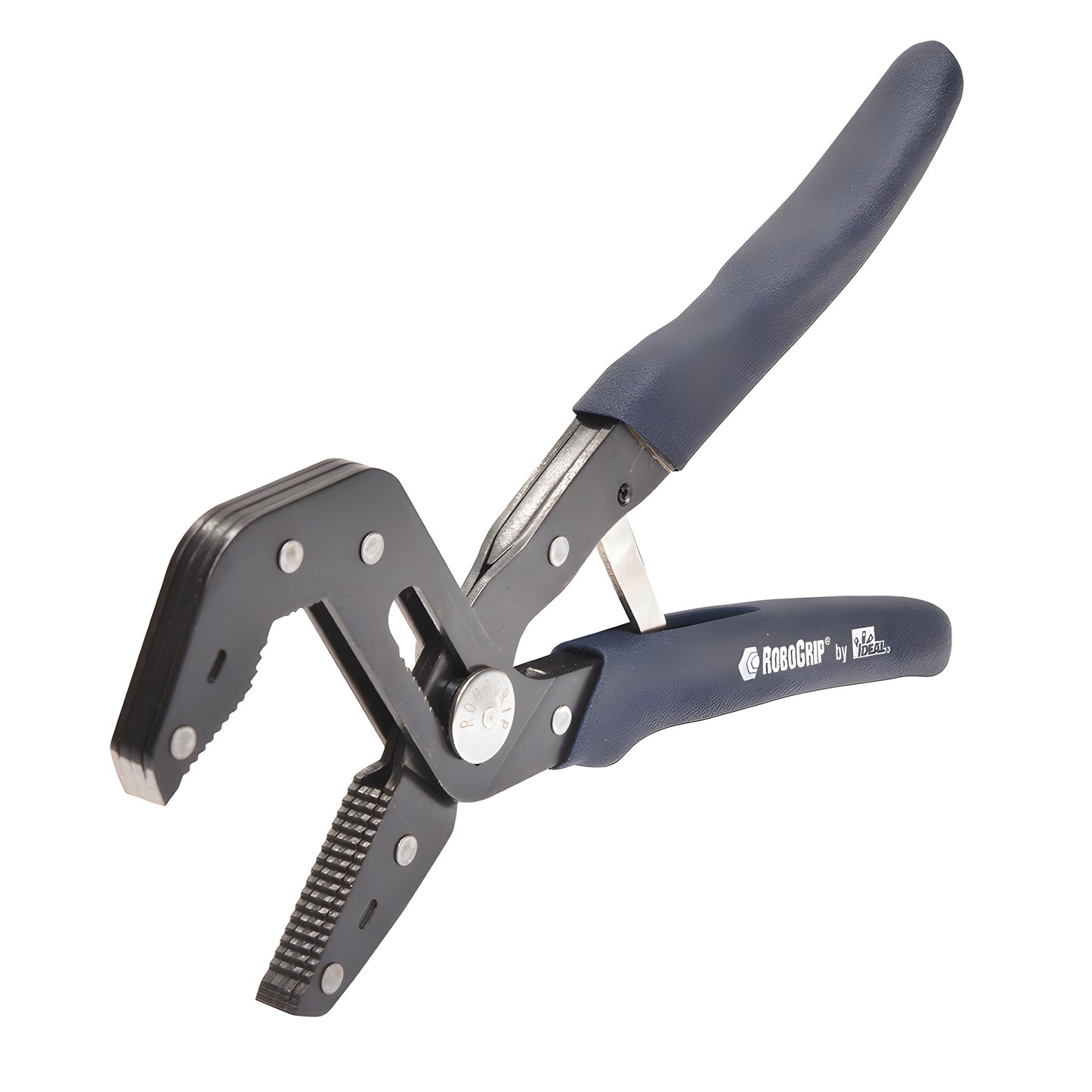 Robo-Grip RBG10M 10 in self-adjusting curved-jaw pliers with textured matte handles and serrated black jaws