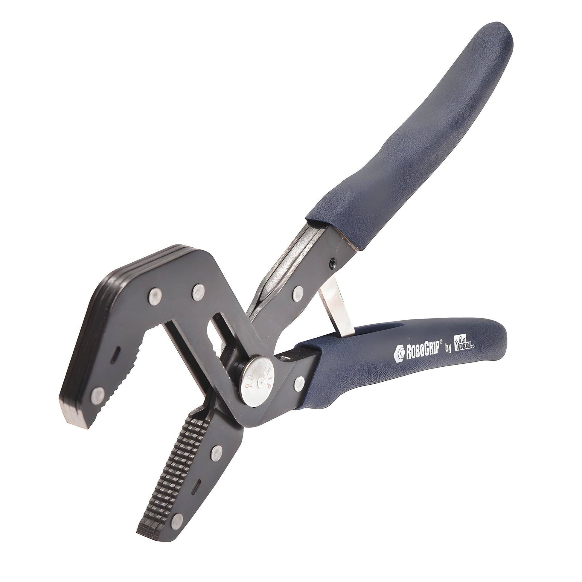 Robo-Grip RBG10M 10 in self-adjusting curved-jaw pliers with textured matte handles and serrated black jaws