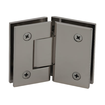 Polished nickel Geneva glass-to-glass shower hinge, square-profile brass, self-centering 135 (GEN045PN)