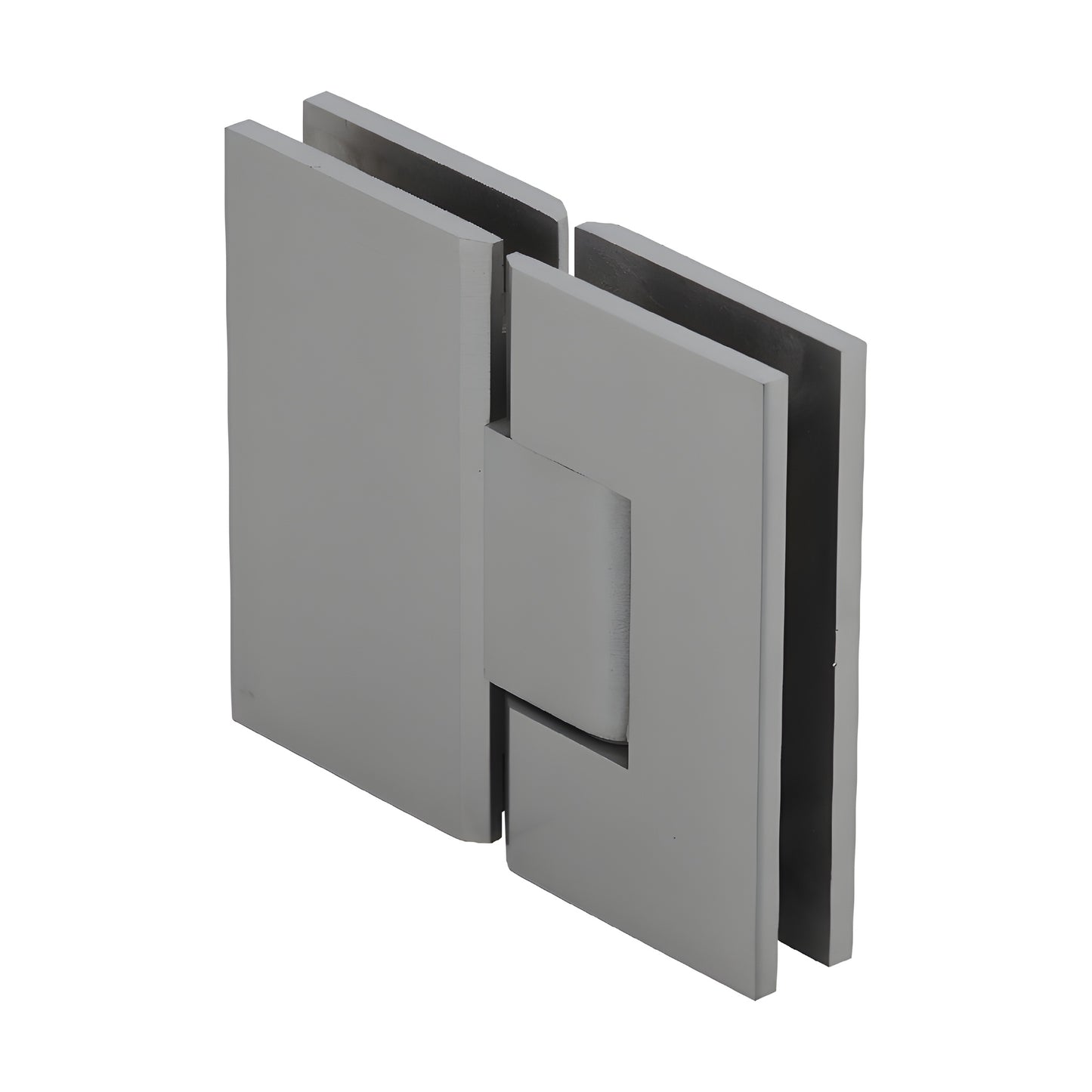 Brushed nickel Vienna glass-to-glass shower hinge, square design, solid brass - SKU V1E180BN