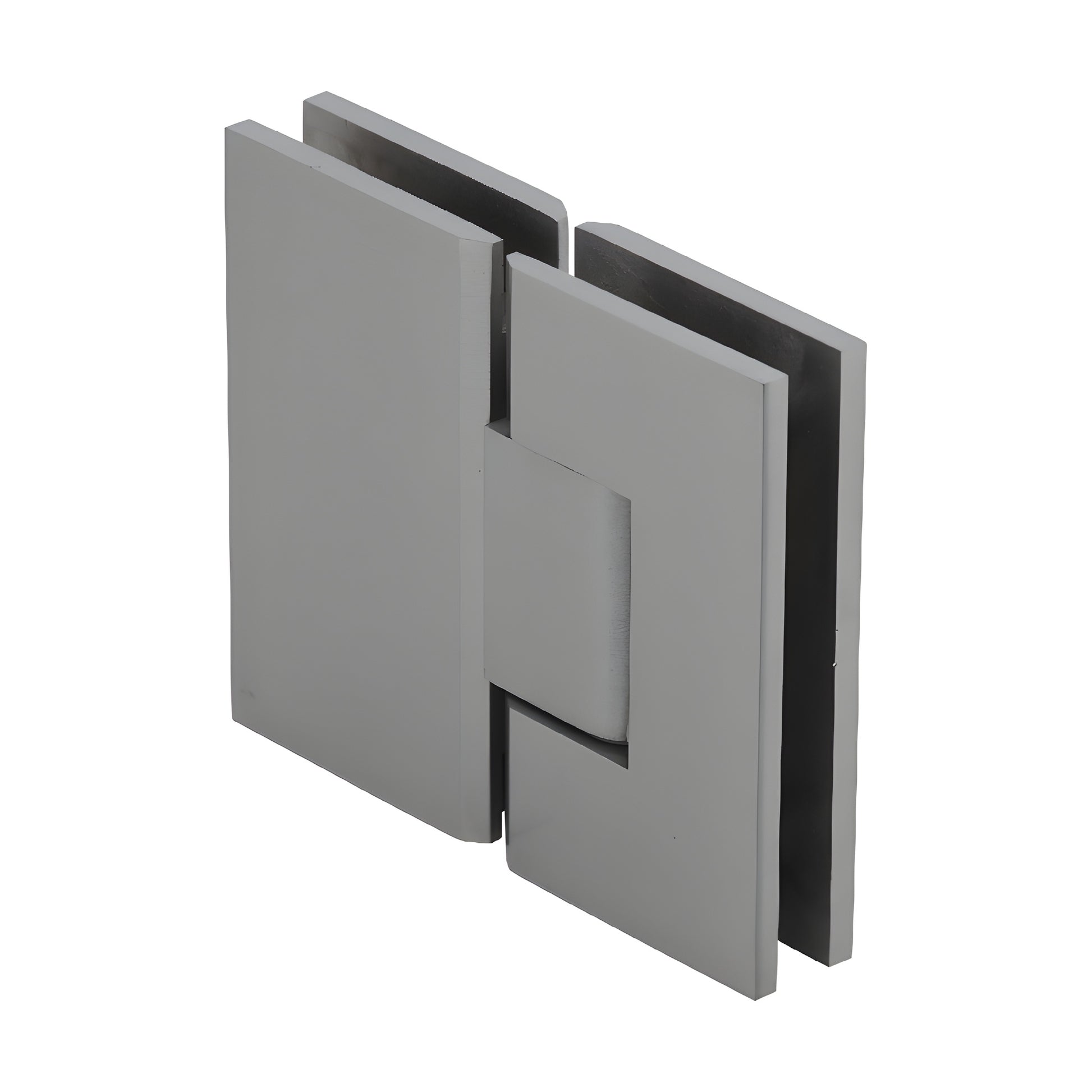 Brushed nickel Vienna glass-to-glass shower hinge, square design, solid brass - SKU V1E180BN