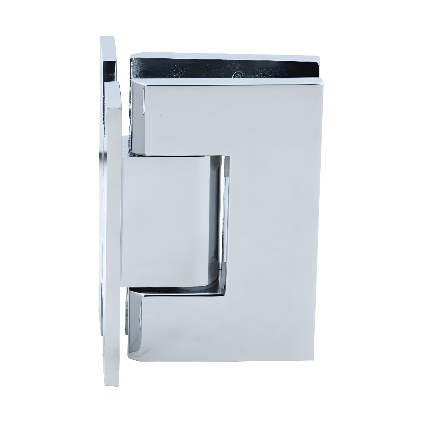 Polished chrome H-shape wall-mount hinge for 12mm frameless glass shower, Vienna series (SKU V1EH037CH)