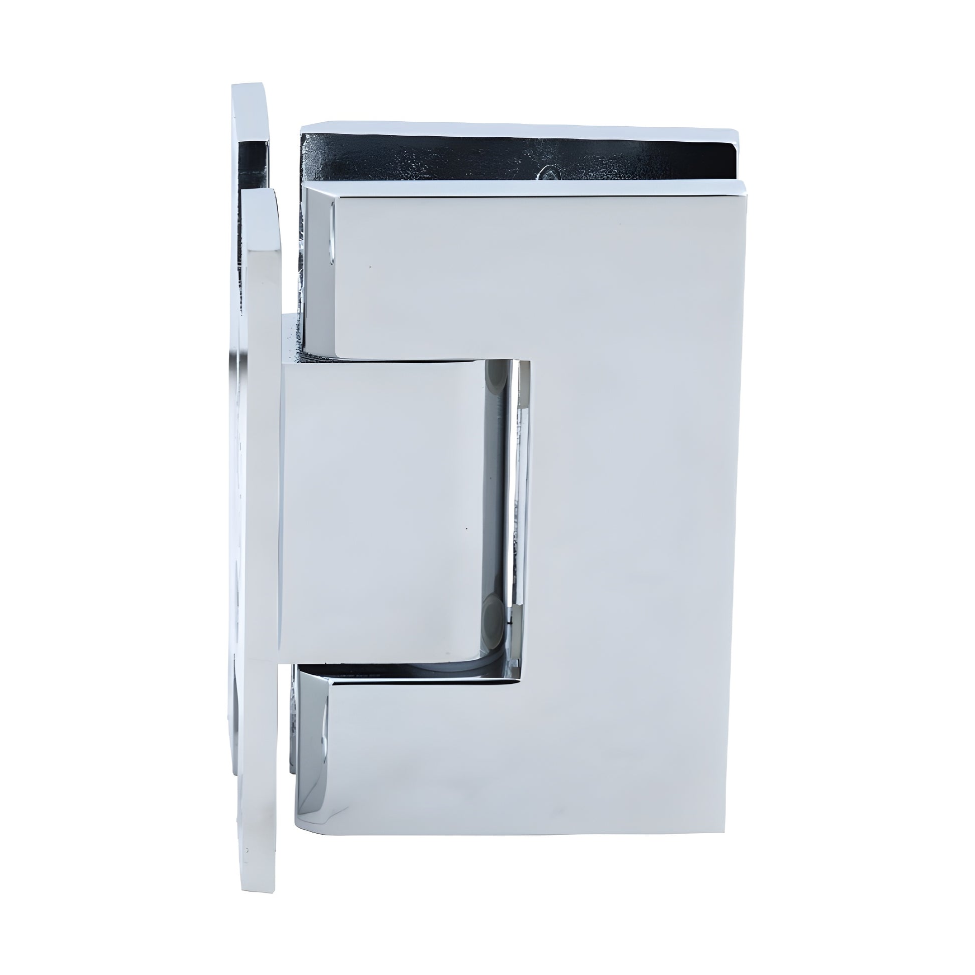 Polished chrome H-shape wall-mount hinge for 12mm frameless glass shower, Vienna series (SKU V1EH037CH)