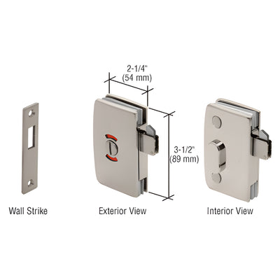 CRL Brushed Nickel Sliding Door Lock w/ Indicator 5/16-1/2 Glass