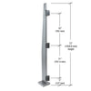 MET72CBS brushed stainless 72 in. Metropolis post windscreen - ultra-slim 3/4 in. face trim with three glass clamps.