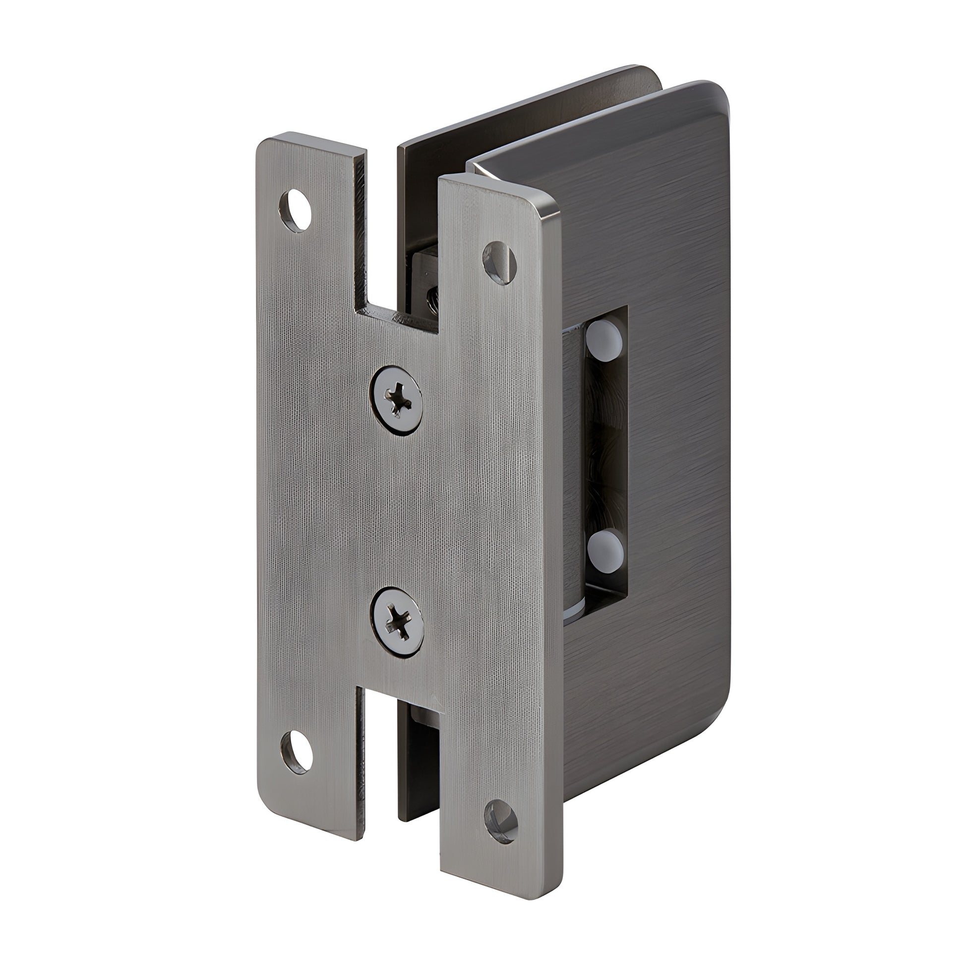 CRL Cologne glass shower hinge C0L037BN, brushed nickel brass hinge with beveled edges, self-centering pivot for 3/8-1/2" gla