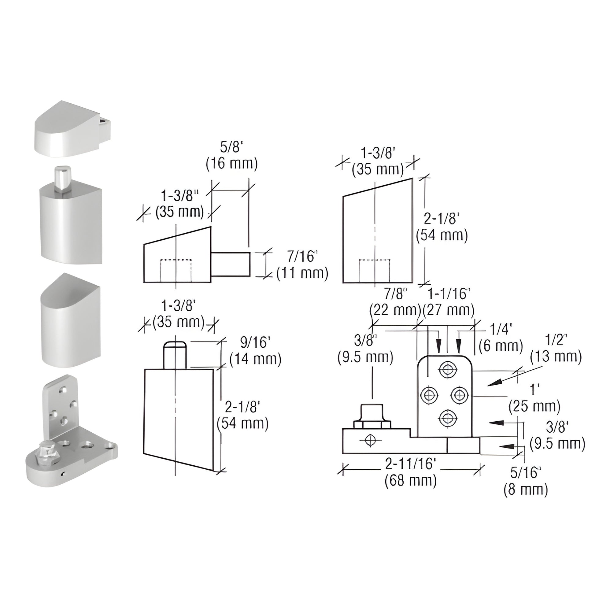 CRL OP34 offset pivot set for aluminum doors, die-cast aluminum, right-hand, fits up to 125 lb, SKU 0P34RHA