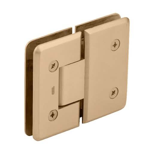 CRL Satin Brass Cologne 180 Series Glass Hinge: Durable 180º Glass-to-Glass Connector