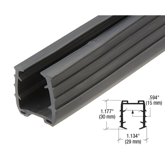 Black rubber GRRF2017PV glazing insert for GRRF20 cap rail, flexible strip fits 5/8-11/16 glass, 240 roll.