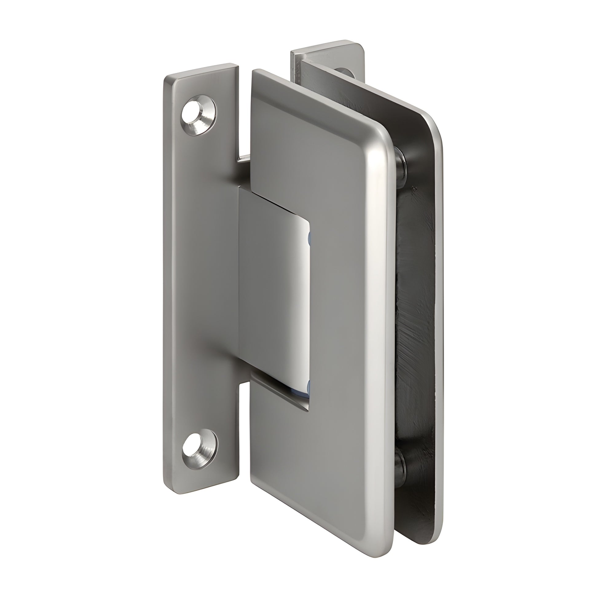 Cologne satin-nickel beveled brass shower hinge with H back plate for 3/8-1/2 glass - SKU C0L037SN