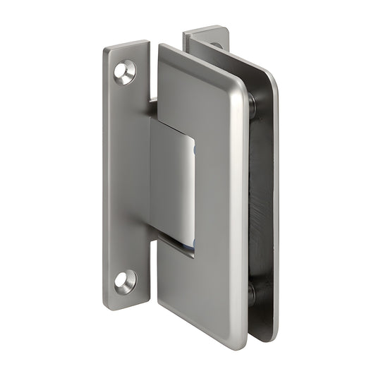 Cologne satin-nickel beveled brass shower hinge with H back plate for 3/8-1/2 glass - SKU C0L037SN
