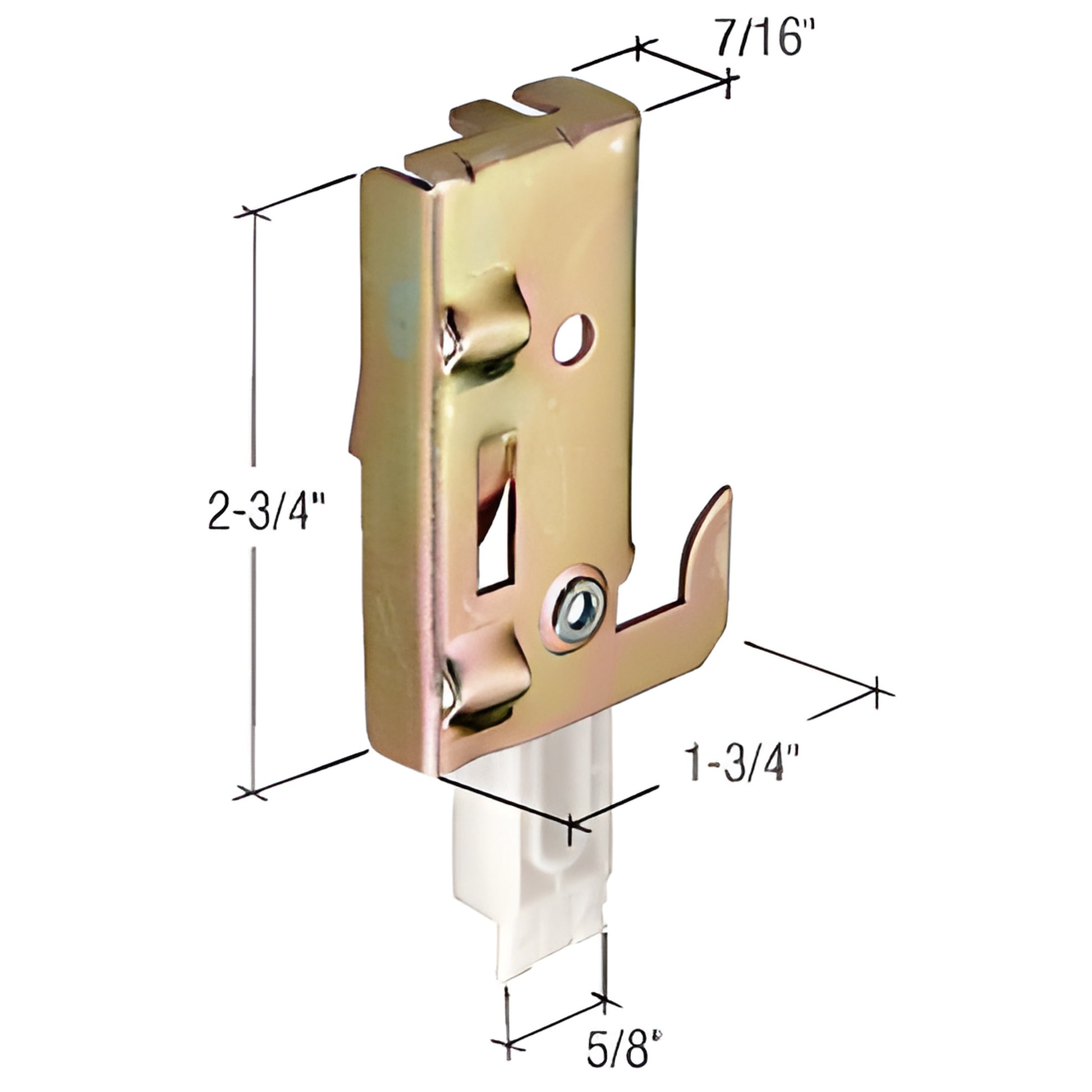 Wardrobe door bottom guide N7047 - stamped steel plate with nylon insert for bi pass sliding closet doors.