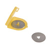 Olfa RT28B 1 in (28mm) tungsten rotary replacement blade, circular cutter with center mounting hole.
