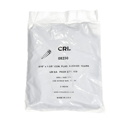 Blue CRL diamond plastic screw anchor, 1-3/8 in length for 5/16 in drill hole (SKU 08230)