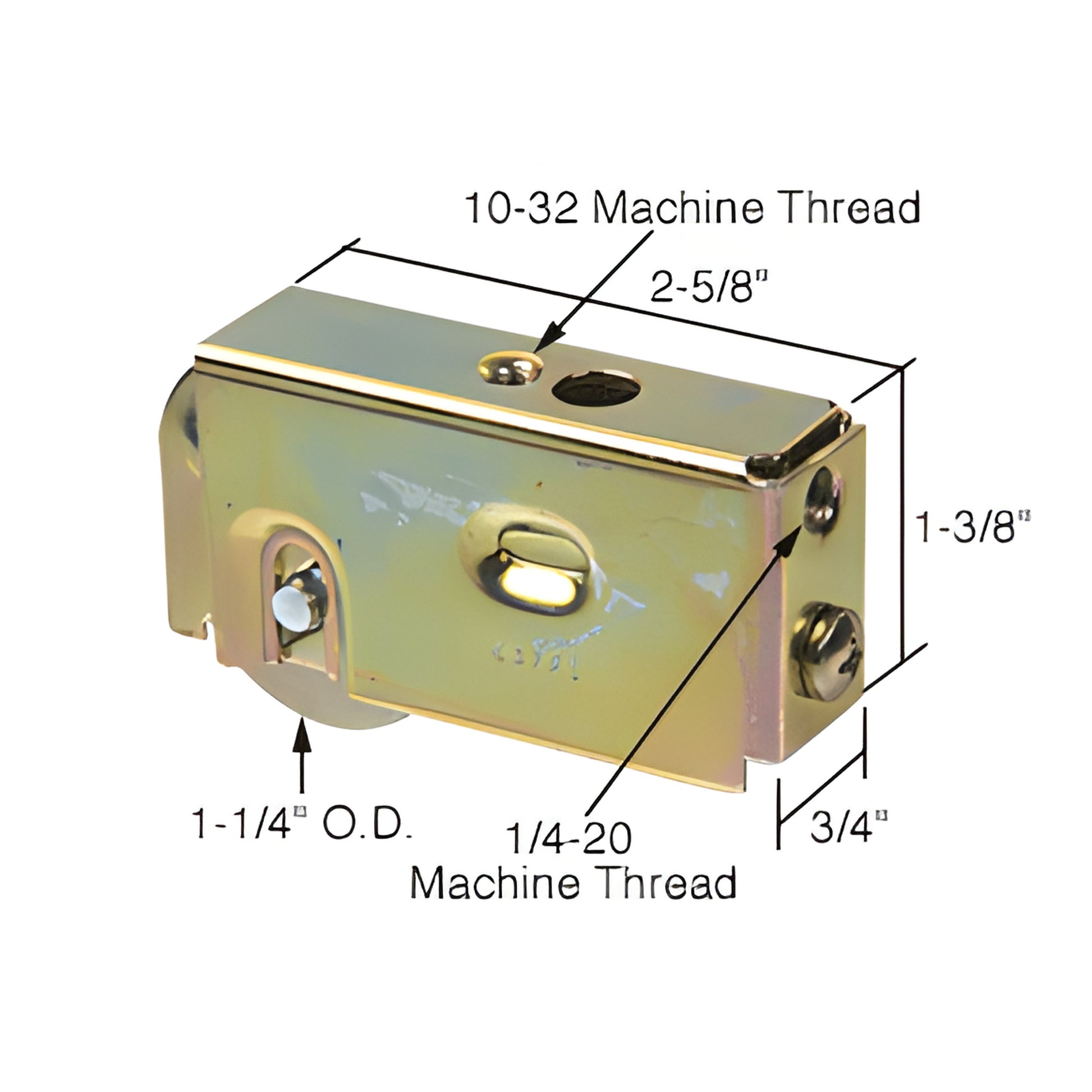 D1723 adjustable steel sliding glass door roller assembly, 3/4" housing, 1-1/4" concave steel roller