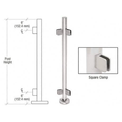 CRL Polished Stainless Steel Glass Clamp Railing Kit - 135° Center Post, 42" Square