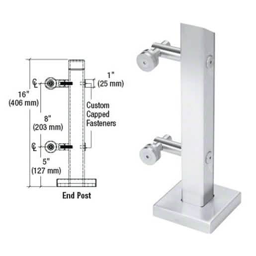 CRL 316 Polished Stainless End Post for Point Supported Glass Systems - Durable and Sleek 