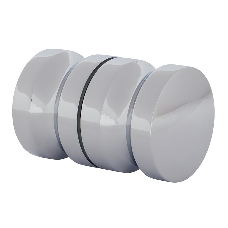 Polished chrome CRL Euro beveled back-to-back glass knob SKU SDK120CH, solid brass, 1-3/4" diameter for 6-12mm glass