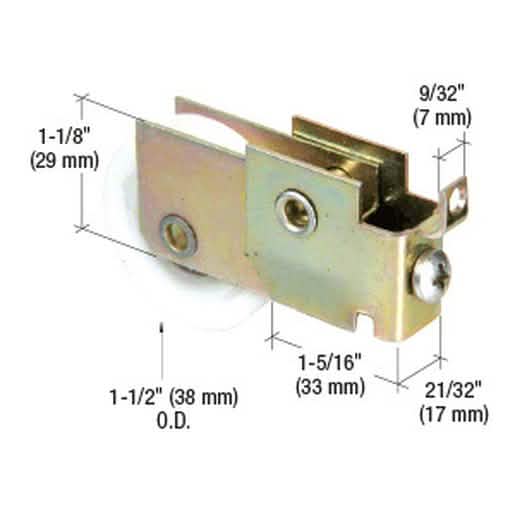 CRL 1-1/2" Nylon Ball Bearing Sliding Mirror Door Roller for Smooth Gliding Performance