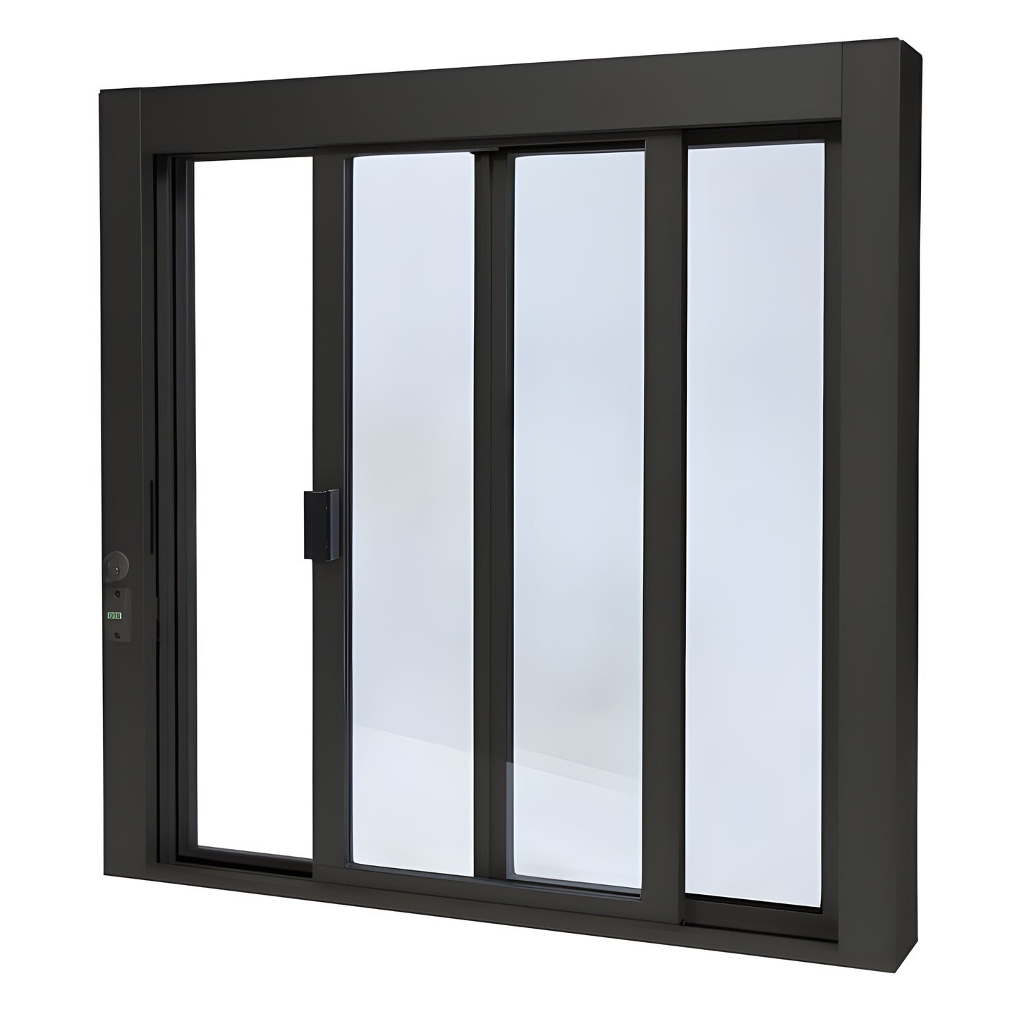 Duranodic bronze aluminum self-closing XO service window 36 36, 1/4" tempered glass, thumbturn lock (SKU SCDW3636X0GDU)