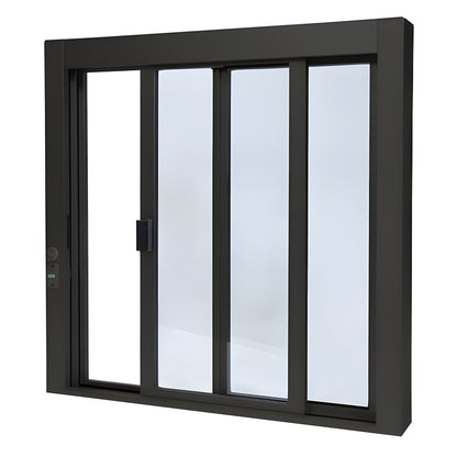 Duranodic bronze aluminum self-closing XO service window 36 36, 1/4" tempered glass, thumbturn lock (SKU SCDW3636X0GDU)