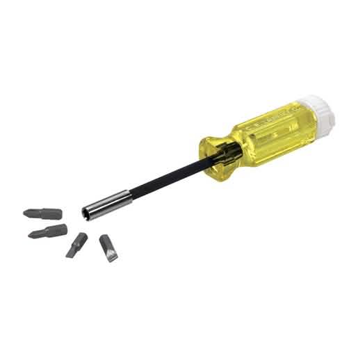 CRL 8" Magnetic Screwdriver with Four Bits - Durable, versatile tool for precise repairs.