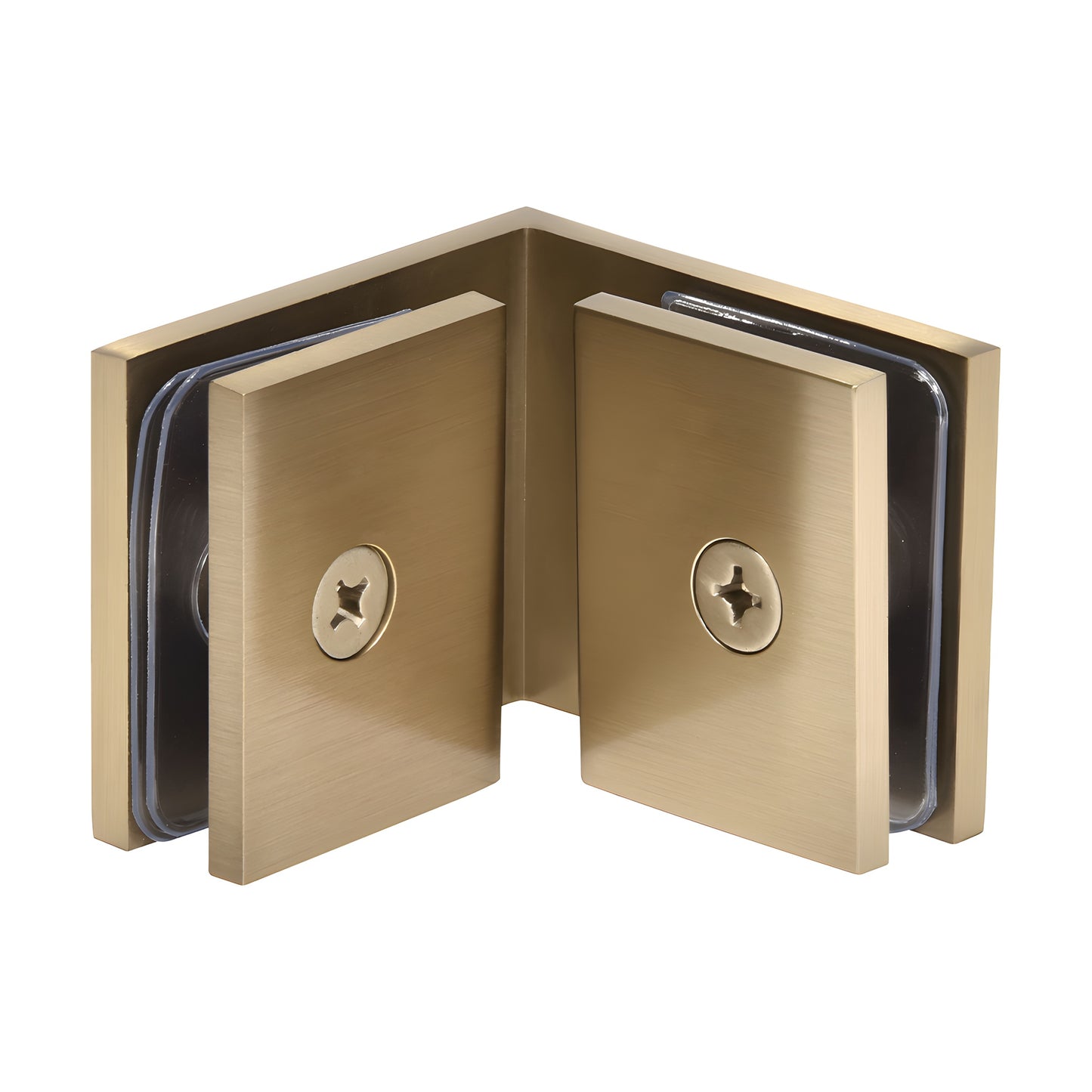 Squared 90 solid brass glass-to-glass corner clamp, antique bronze finish (SGC90BBRZ)