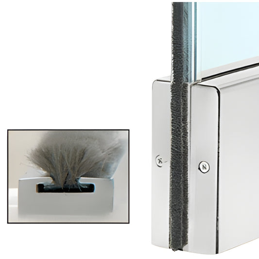 CSW12SA satin anodized door weatherstrip kit - aluminum/polycarbonate extrusion with wool pile seal for 1/2" glass doors