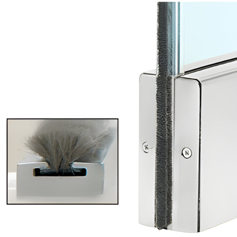 CSW12SA satin anodized door weatherstrip kit - aluminum/polycarbonate extrusion with wool pile seal for 1/2" glass doors