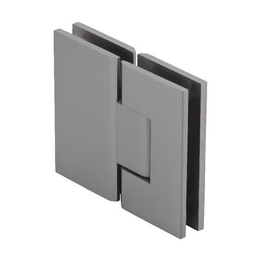 CRL Brushed Nickel Vienna 180 Series Glass-to-Glass Hinge for seamless bathroom design.