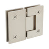 GEN180SN satin nickel Geneva glass-to-glass shower hinge, solid brass, 180 self-centering pivot for 8-12mm glass